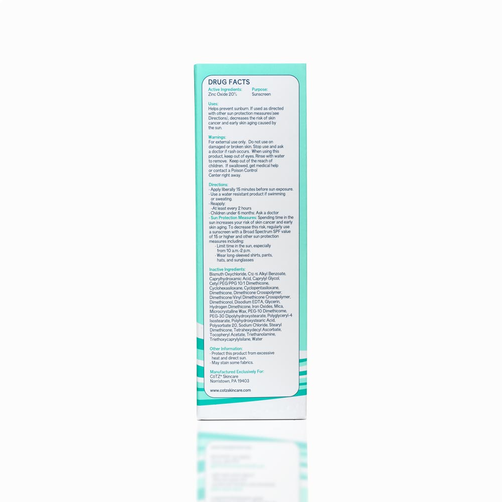 Back of Cotz Flawless Complexion Lightly Tinted SPF 50 carton