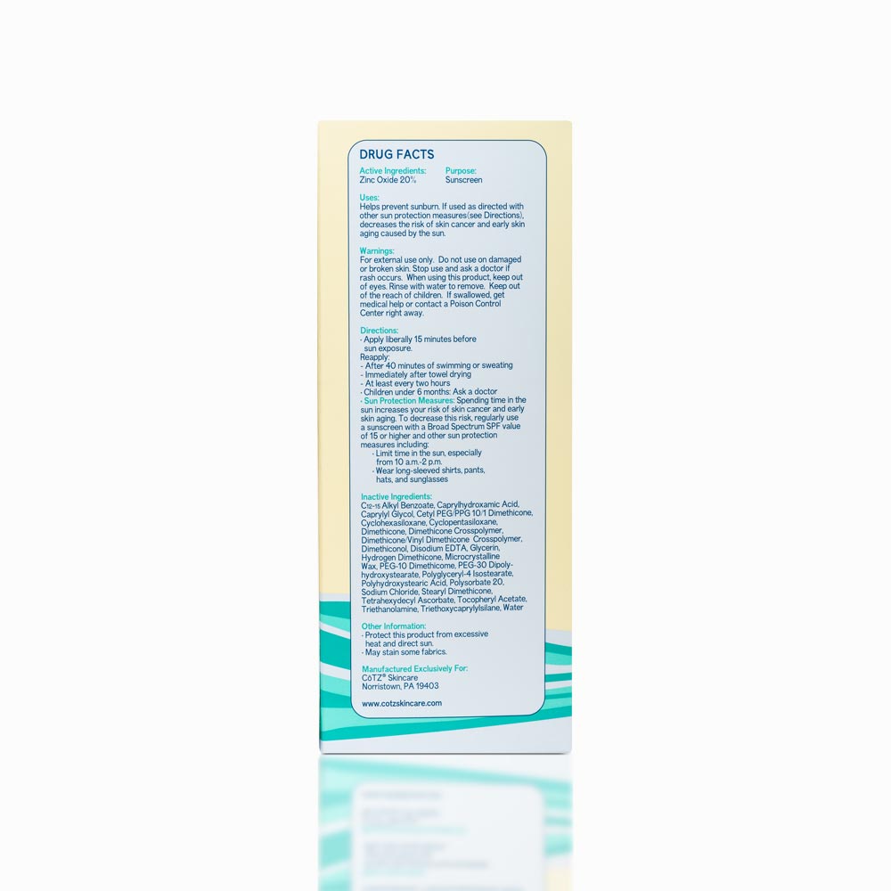 Back of Cotz Baby Non-Tinted SPF 40 carton