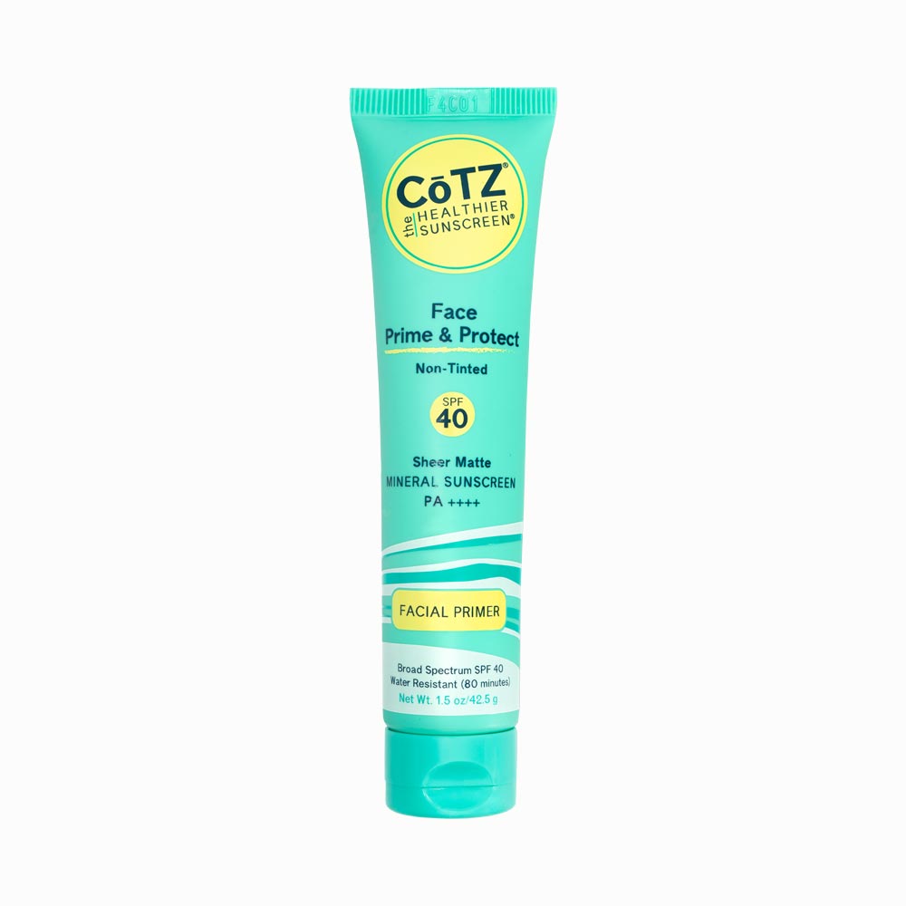 Image of Cotz Face Prime & Protect Non-Tinted SPF 40 tube on white background