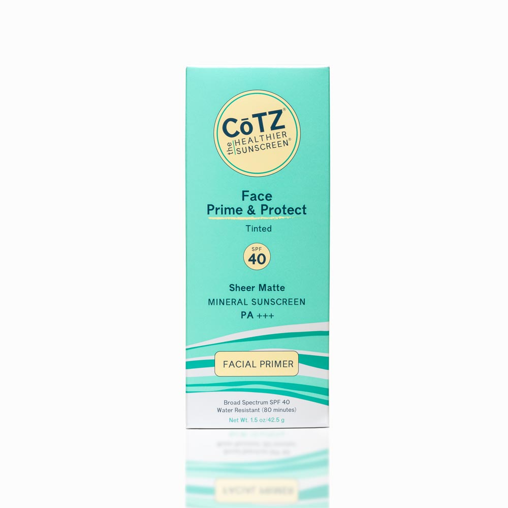 Front of Cotz Face Prime & Protect Tinted SPF 40 carton