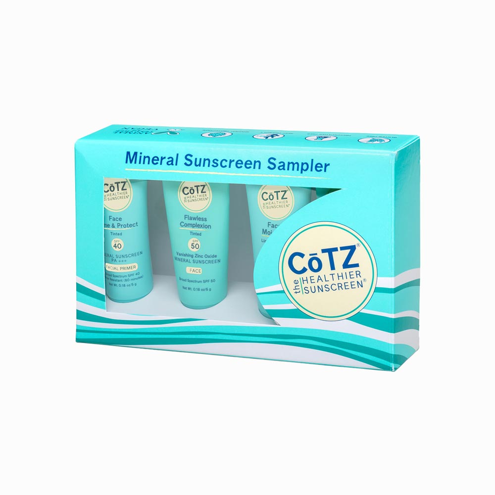 Image of the Cotz Mineral Sunscreen Sampler front of the box