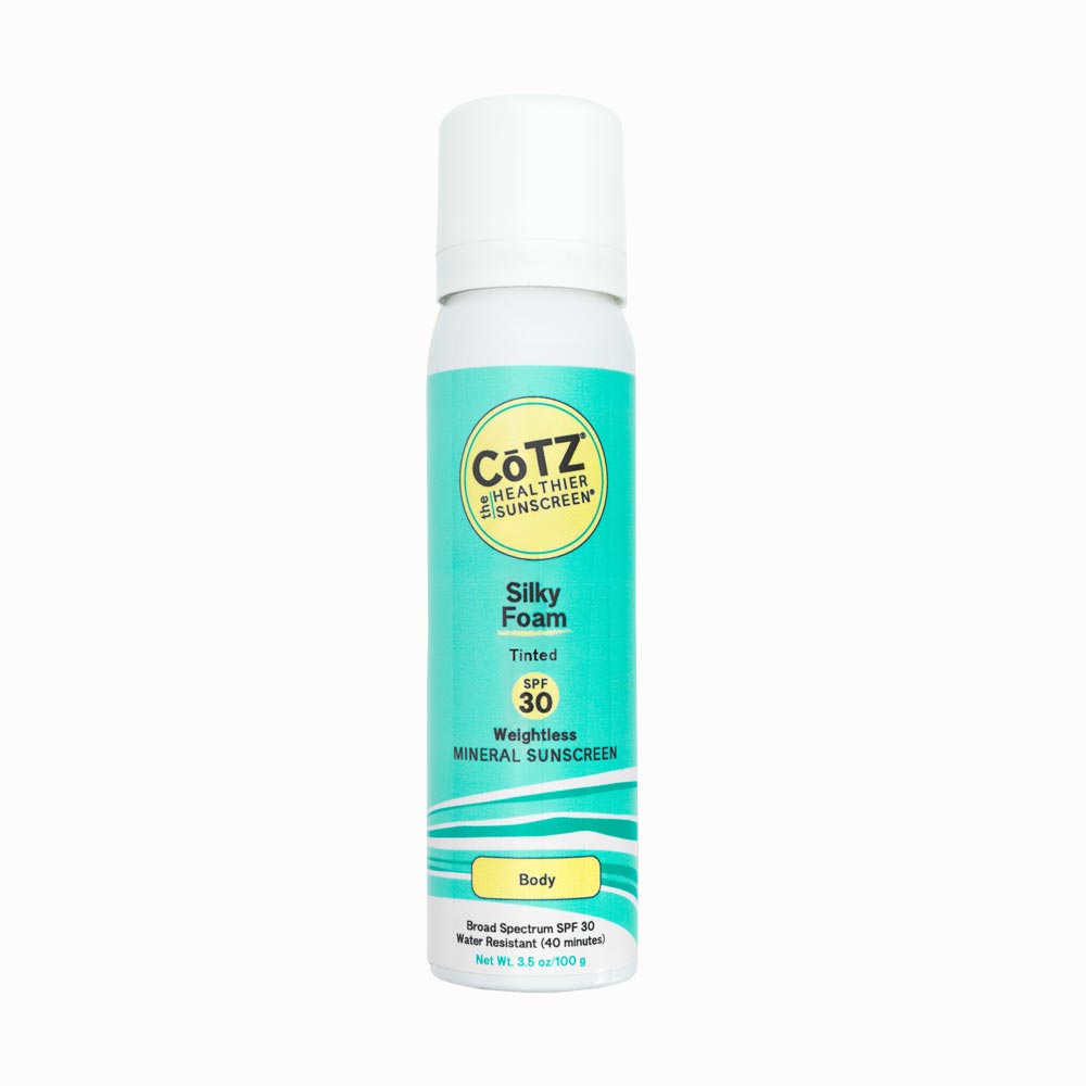 Image of Cotz Silky Foam Tinted SPF 30 tube on white background